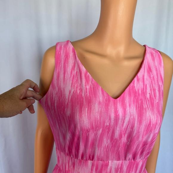 Vintage Pink Maxi Dress Ombré Leslie Fay Women's M Sleeveless - Picture 13 of 13